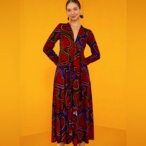 Farm Rio Rainbow Wild Hearts Maxi Dress